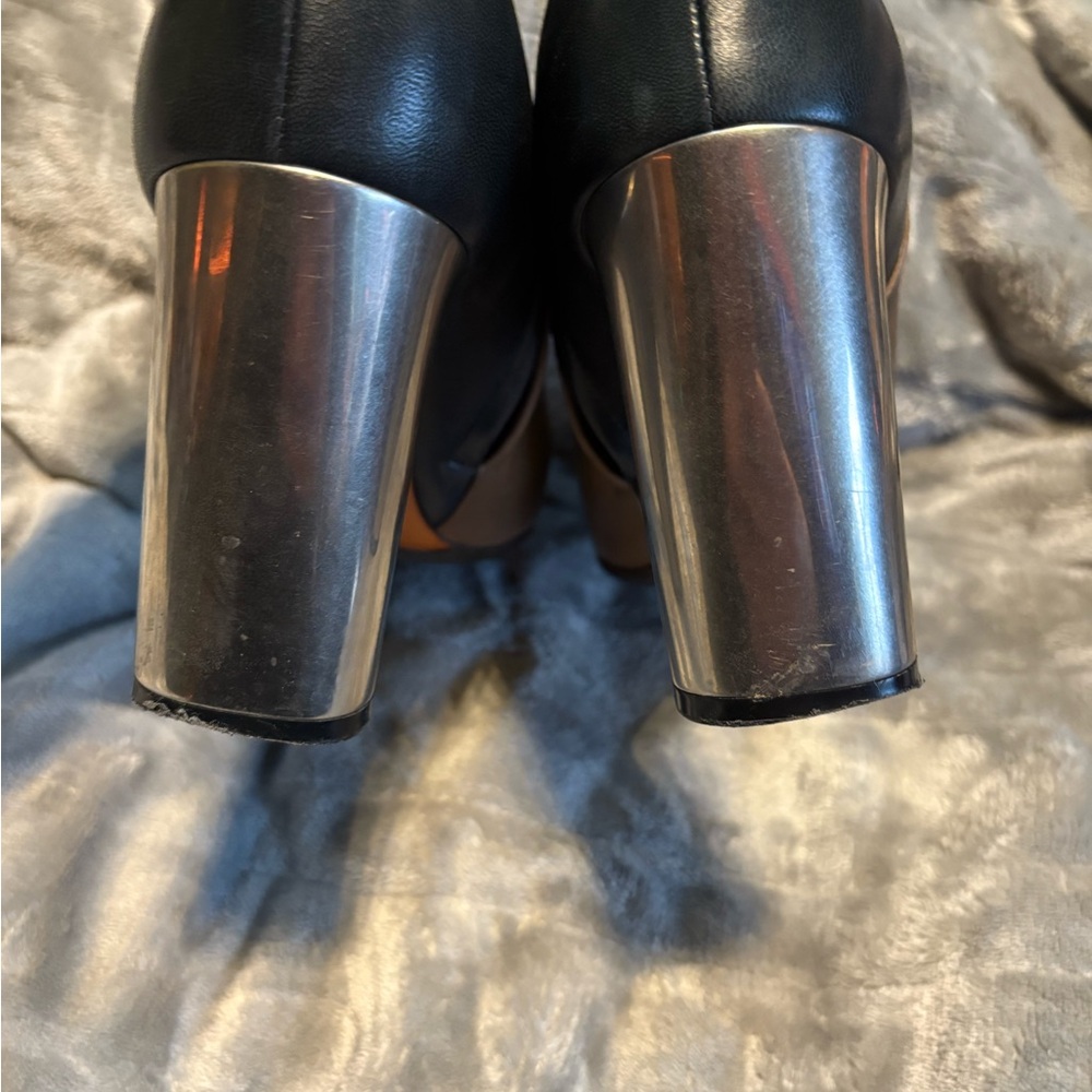 Celine Tan and Black Heeled Boots with Silver Accent size 37 - Picture 11 of 16